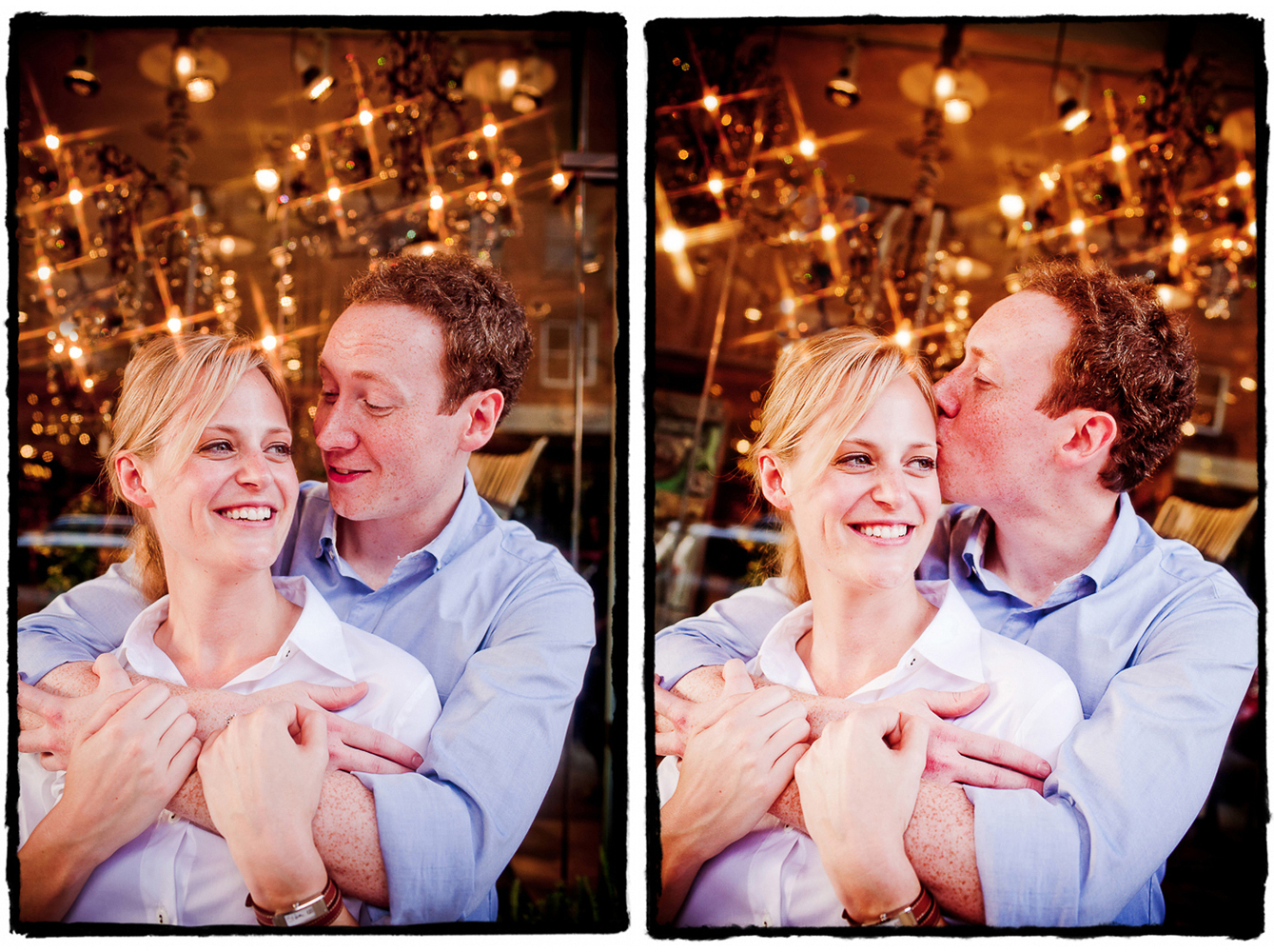 Engagement Portraits: Kate & Charlie with some twinkling lights in the West Village.