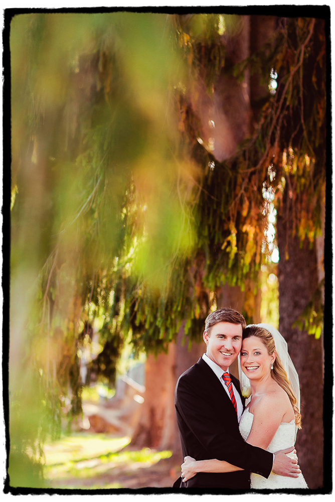 Noelle and Tim moments after sharing their "first look" under a line of incredible trees at Highlands Country Club.