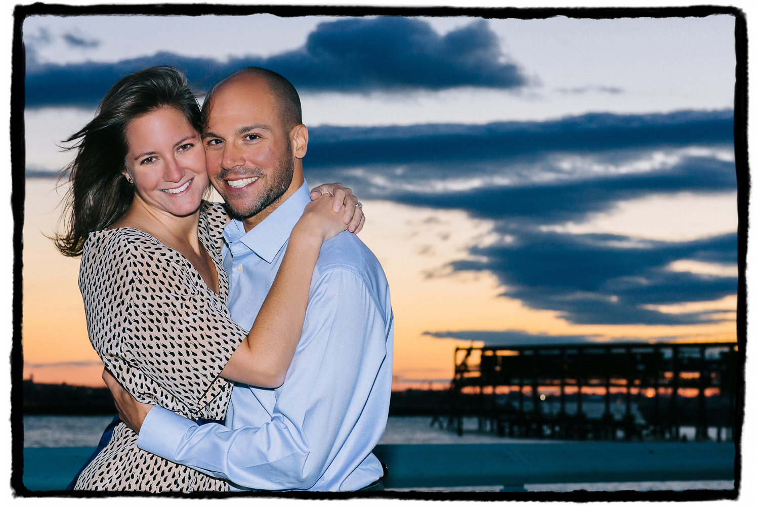 Engagement Portrait: Laura & Joel enjoy the sunset views from the Red Hook waterfront.