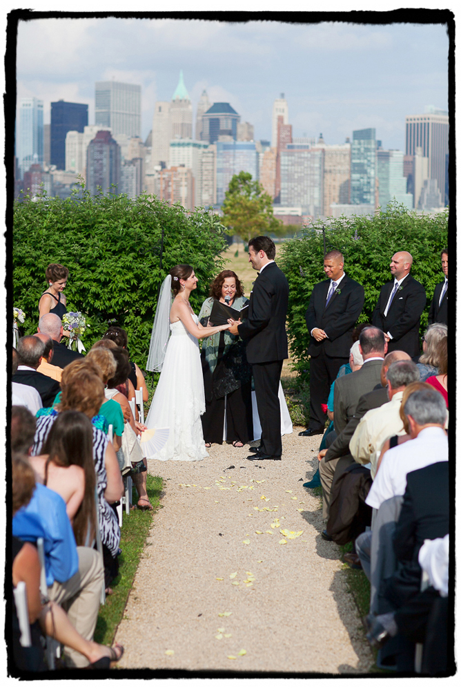 Lauren and Rich's summer ceremony at Liberty House offered guests a view of the NYC skyline from across the Hudson river.