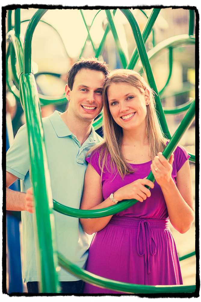 Engagement Portraits: Mike & Melissa at a playground in the West Village.