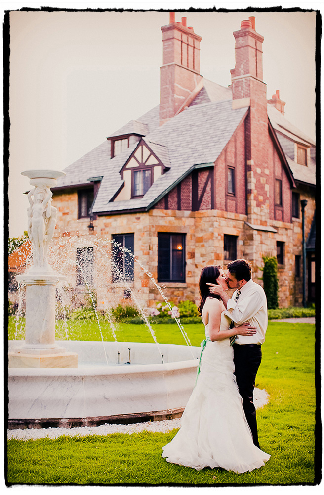 Luke and Anna share a romantic kiss after their beautiful outdoor ceremony at The Winthrop Estate in Western Massachussetts.