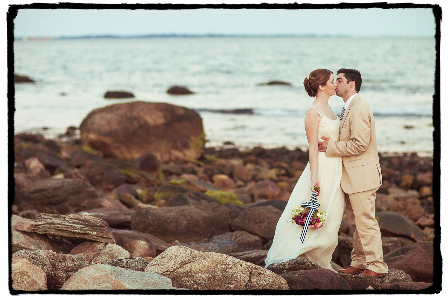 I had to capture Jesse and Jessica with the rocky shoreline at Eolia Mansion at this seaside wedding in Connecticut.