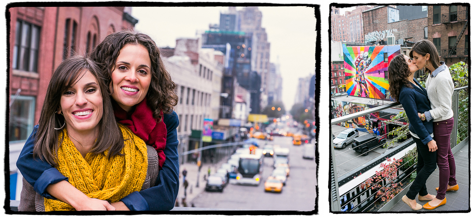 Engagement Portrait: Lara & Nicole enjoyed a crisp fall walk on the High Line.