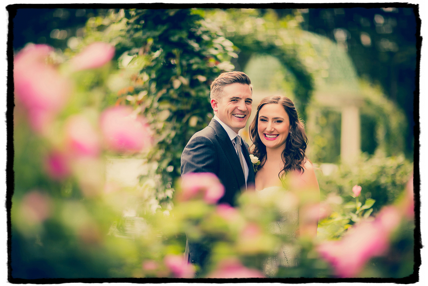 Michelle and Dan were radiant in the rose garden at their Lyndhurst Mansion wedding in Westchester NY.