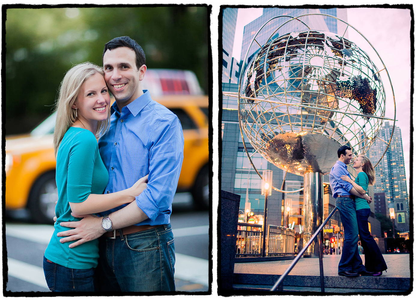 Engagement Portrait: Gena & Josh at Columbus Circle in Manhattan.
