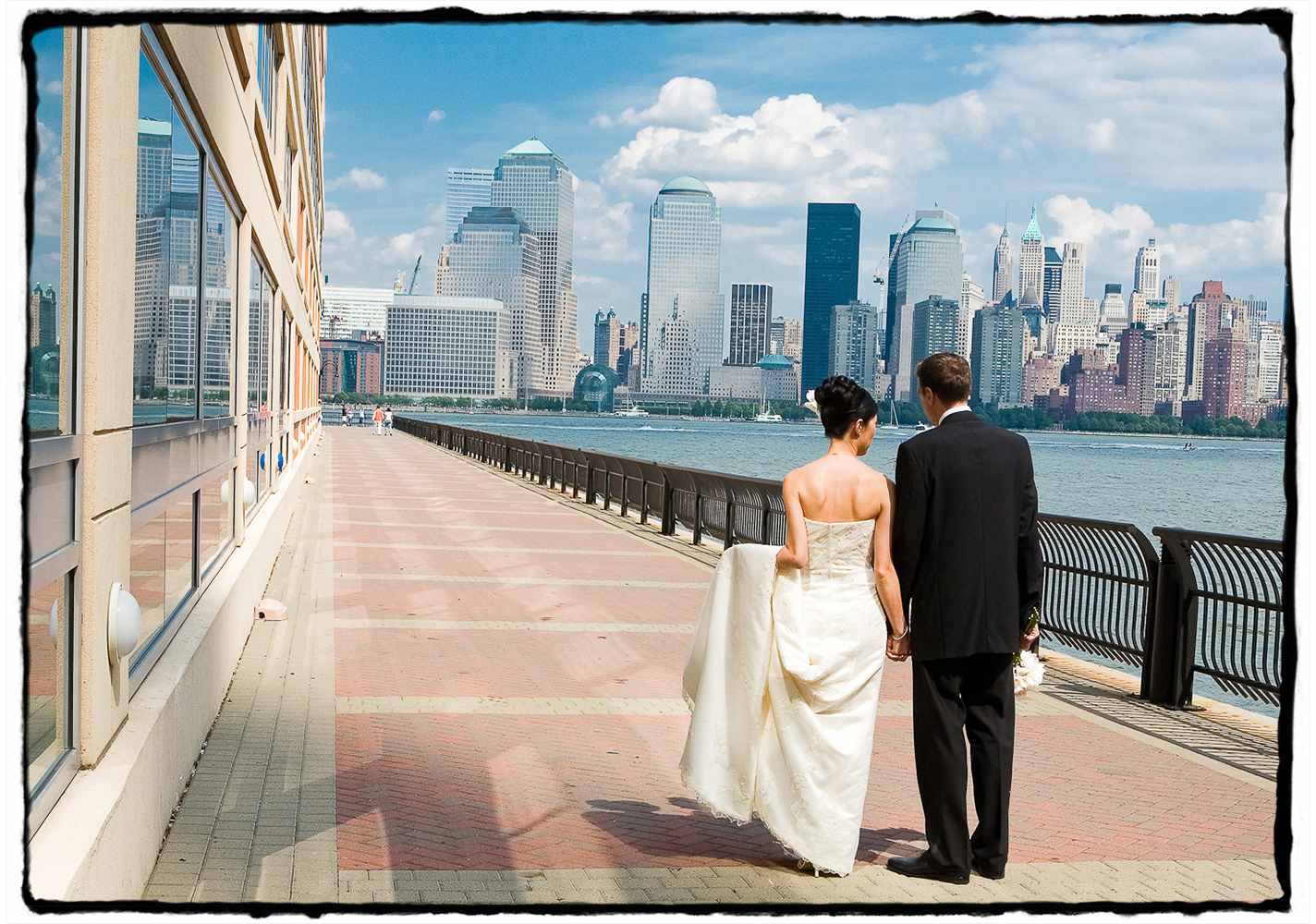 The promenade by the Hyatt in Jersey City offers stunning views of the skyline.