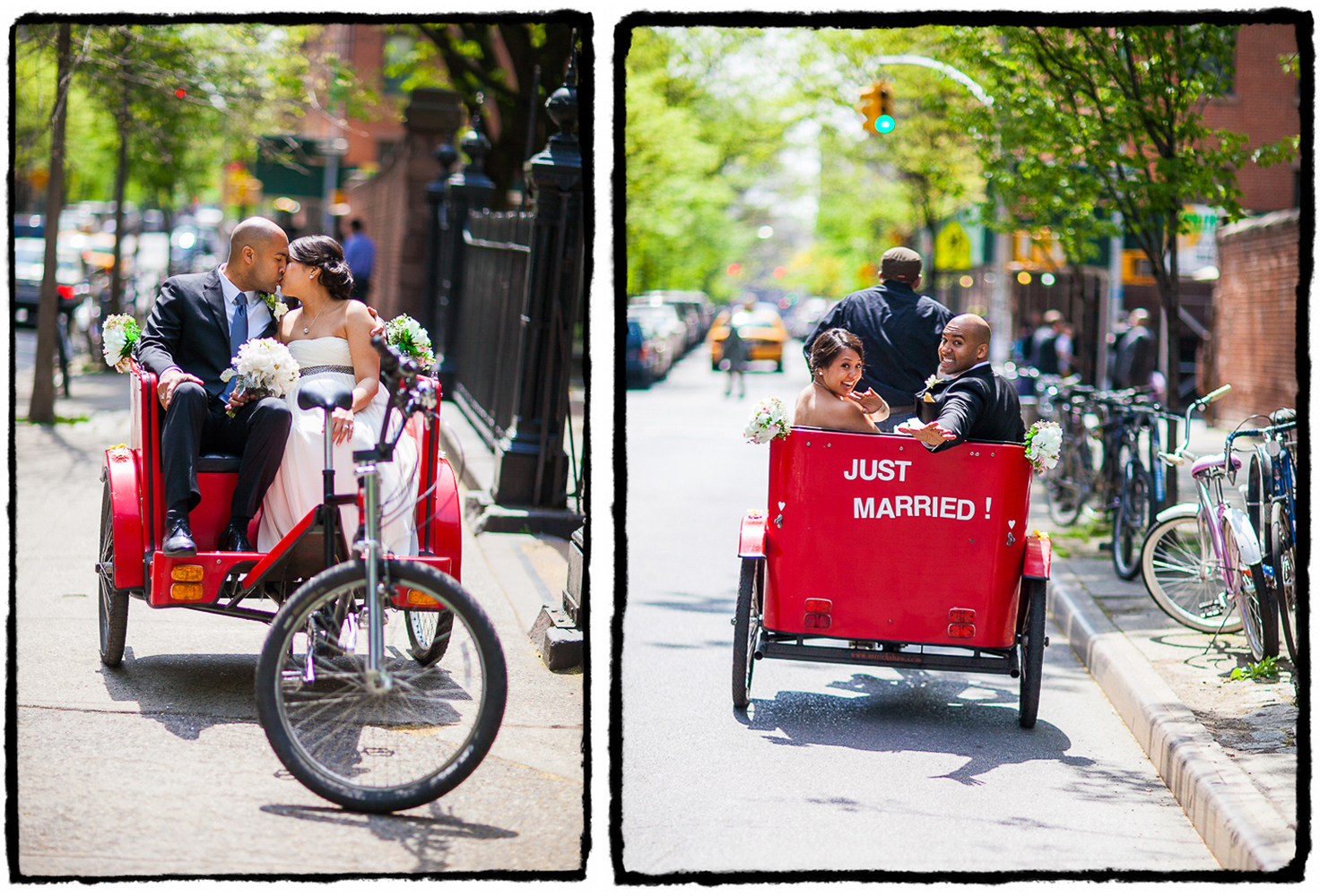 Josh and Karen lined up a sweet ride from their church ceremony to the reception in the East Village.