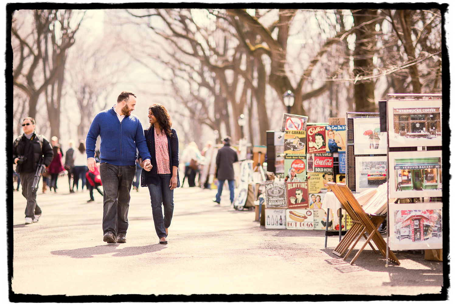 Engagement Portraits: Lincy & Michael strolling down the Mall on a fall day in Central Park.
