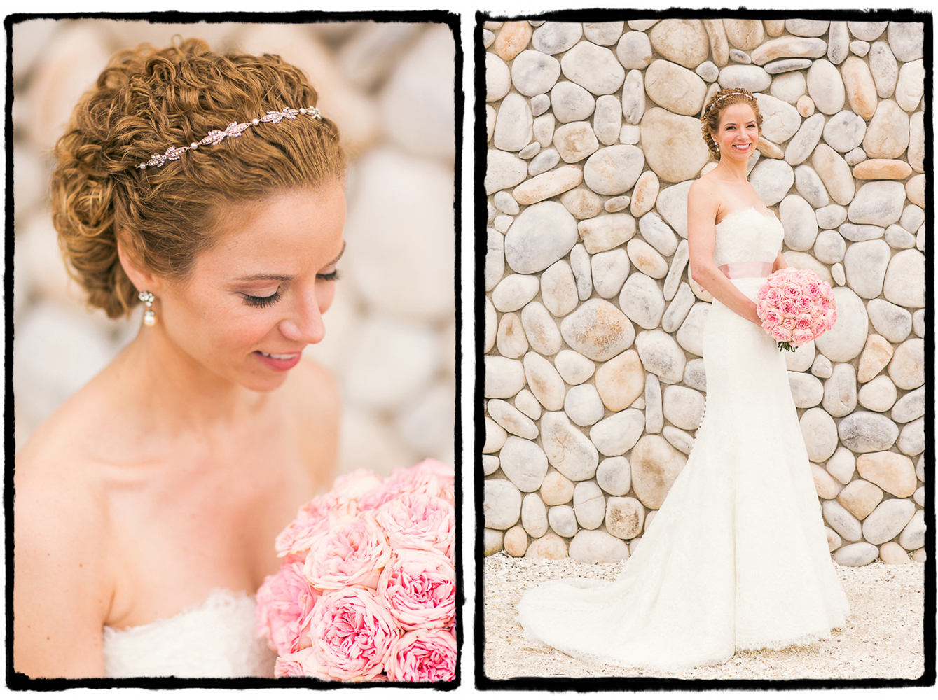 Kelly's soft pink roses were the perfect complement to the light summery vibes at Bonnet Island Estate.