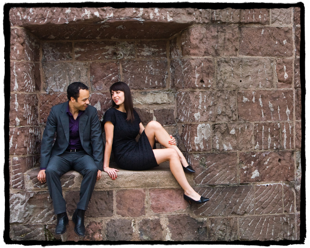 Engagement Portrait: Brad and Sophia pose for a photograph down at Battery Park.
